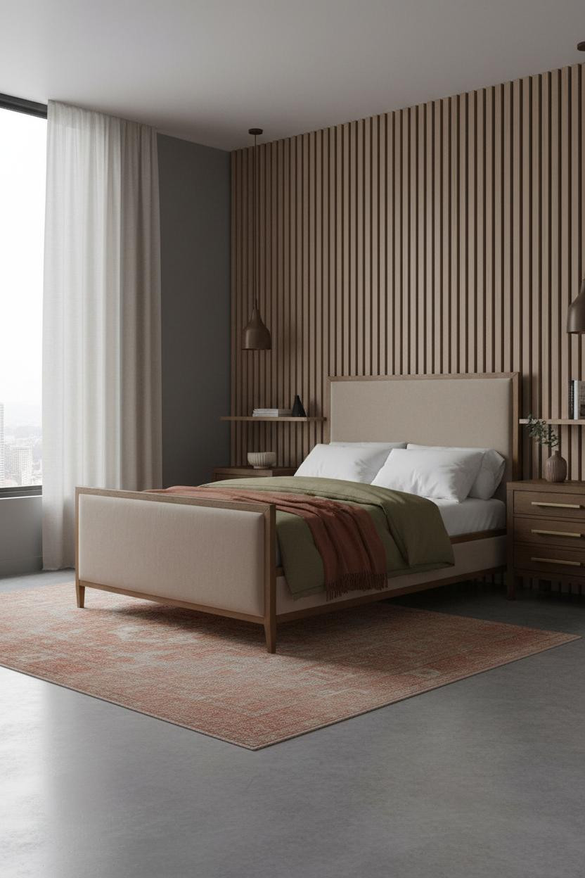 Studio Apartment 500 Sq Ft Wood Accent Wall