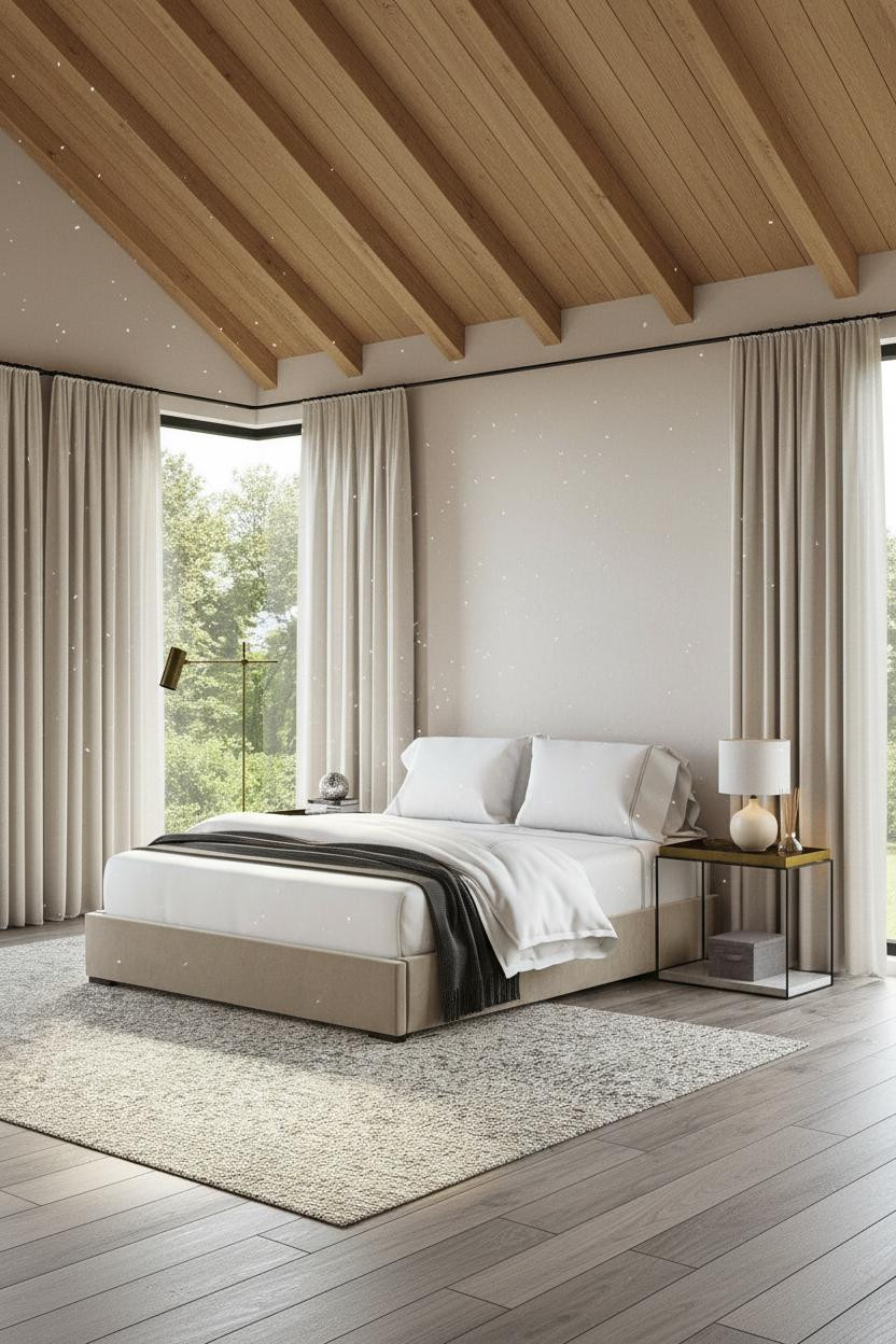 Modern Neutral Bedroom Attic Japandi Design