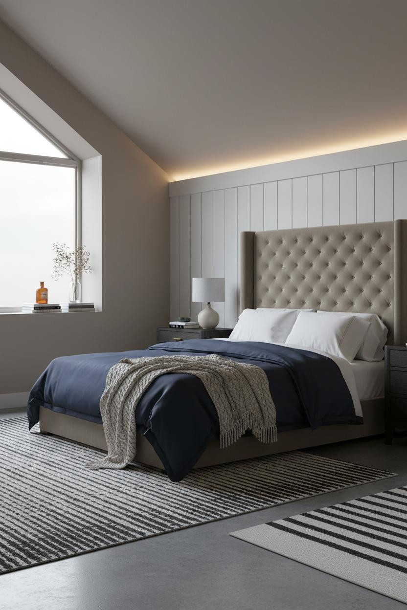 Modern Neutral Bedroom Attic Board And Batten Accent Wall