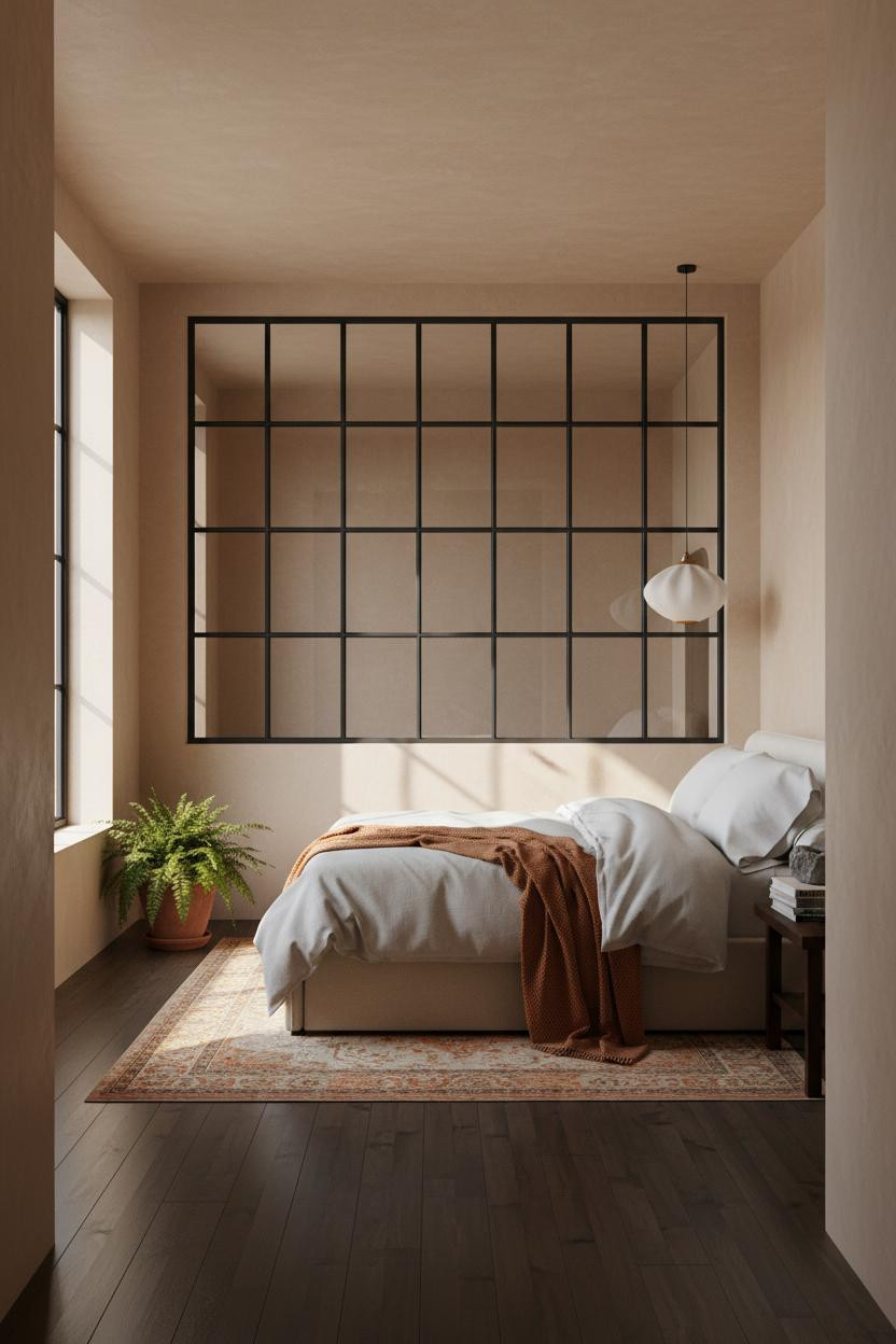 Modern Neutral Bedroom Crittall Window Attic
