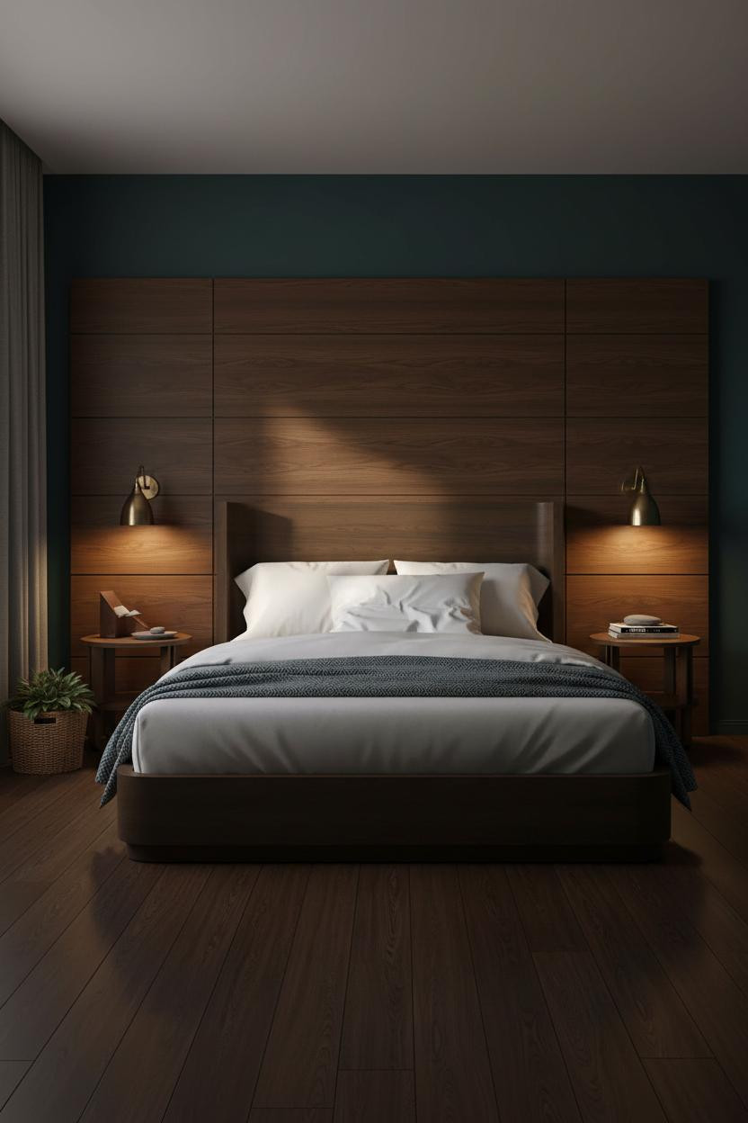 Mid Century Bedroom Walnut Accent Wall Sconces Teal