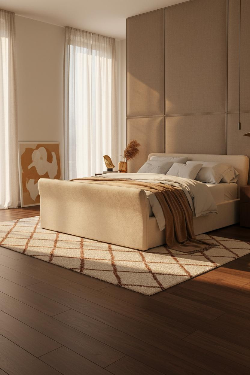 Cozy Luxury Bedroom Taupe Quilted Walls