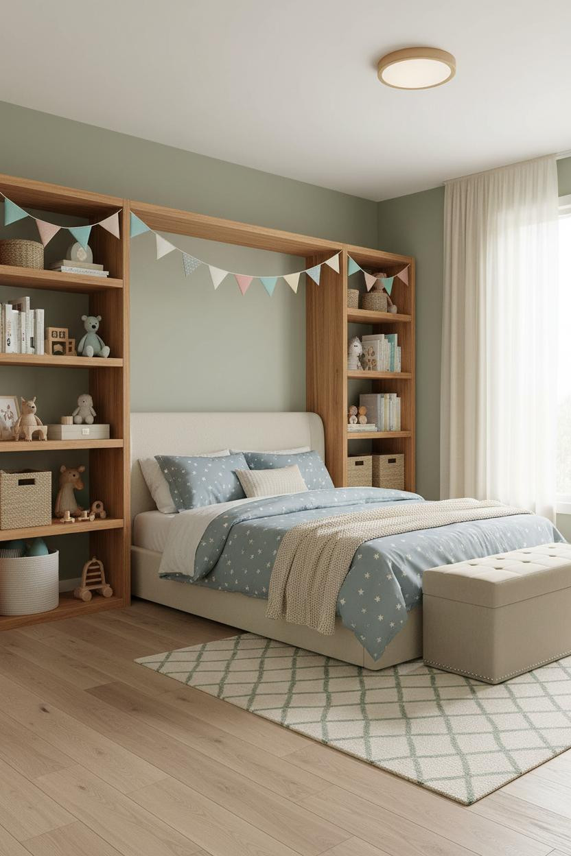 Scandi Kids Bedroom Built In Storage