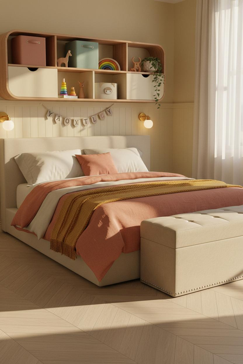 Kids Room Design Warm Contemporary Storage