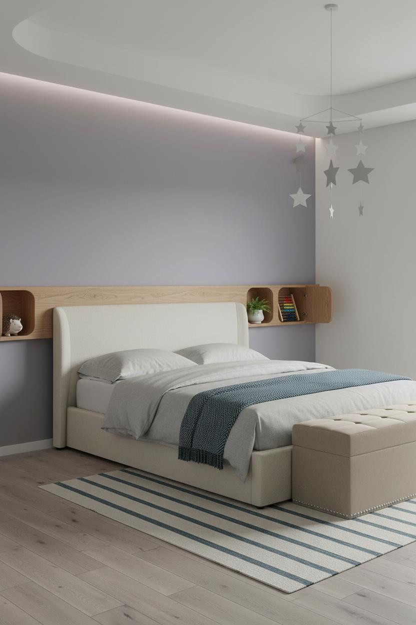 Kids Room Design Oak Shelves