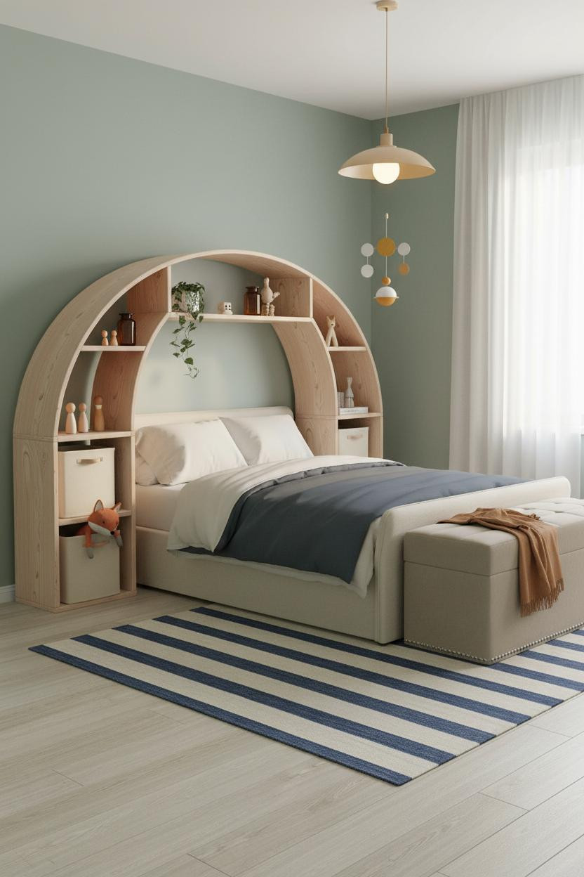 Kids Room Design Mint Green Shelving
