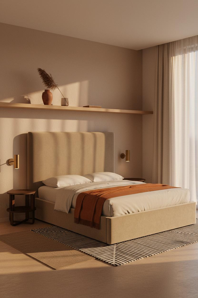 Small Studio Apartment Floating Shelf Design