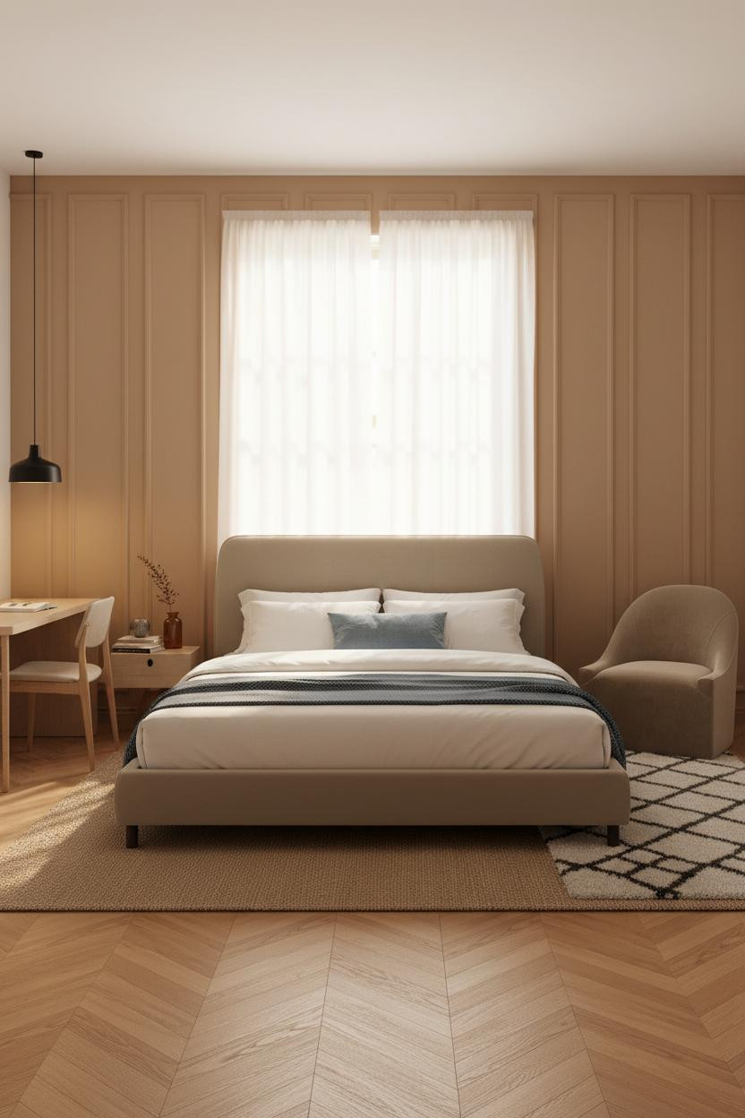 Small Studio Apartment Clay Walls Minimal