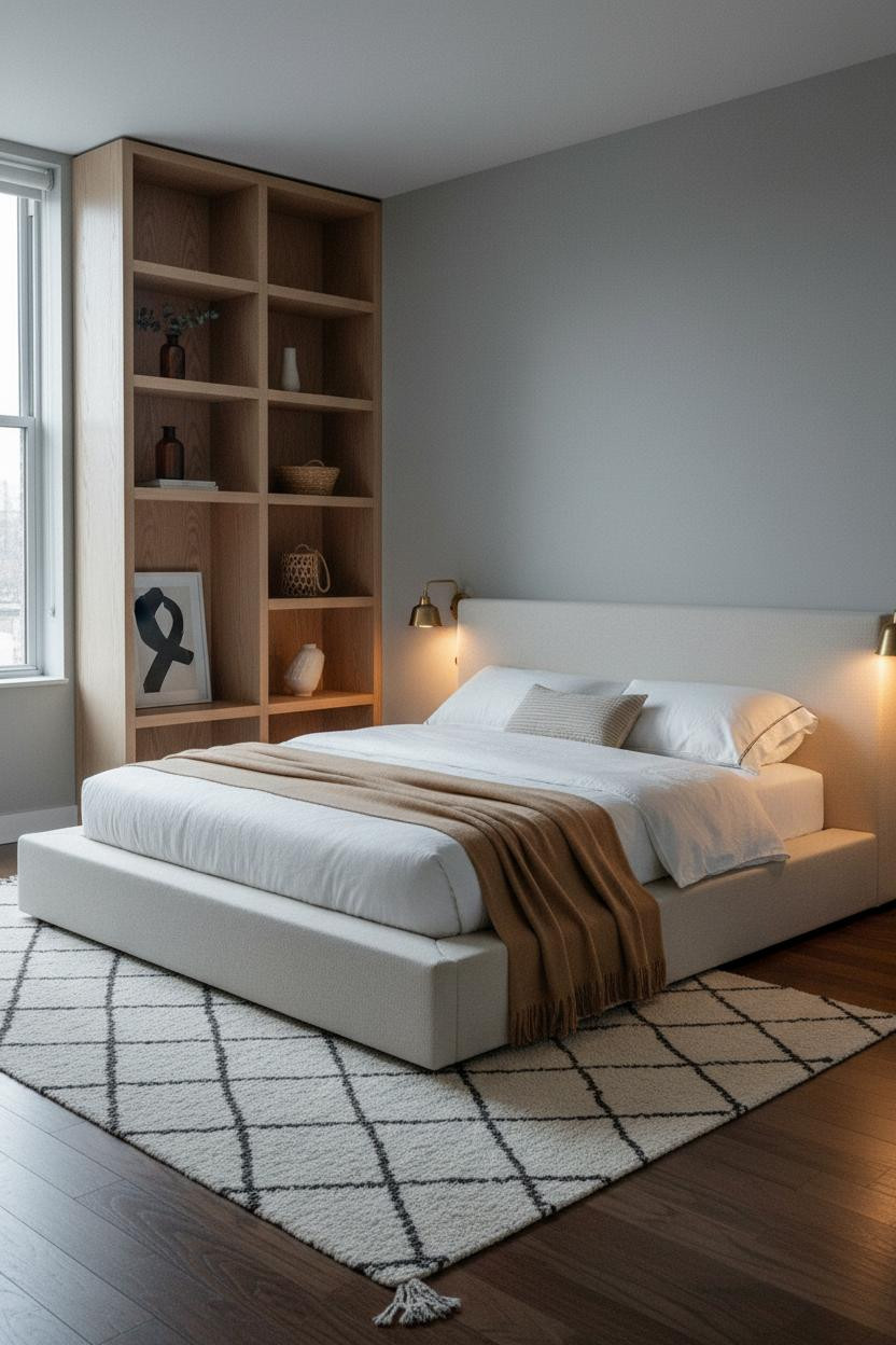 Small Studio Apartment Minimal Shelving