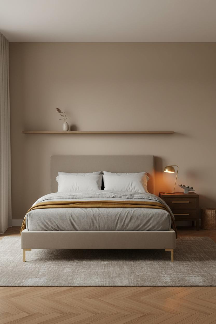 Small Studio Apartment Warm Modern Floating Shelf