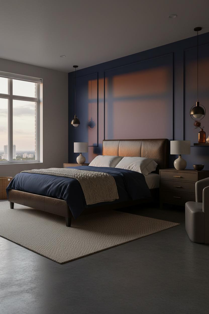 Moody Blue Bedroom Navy Board and Batten