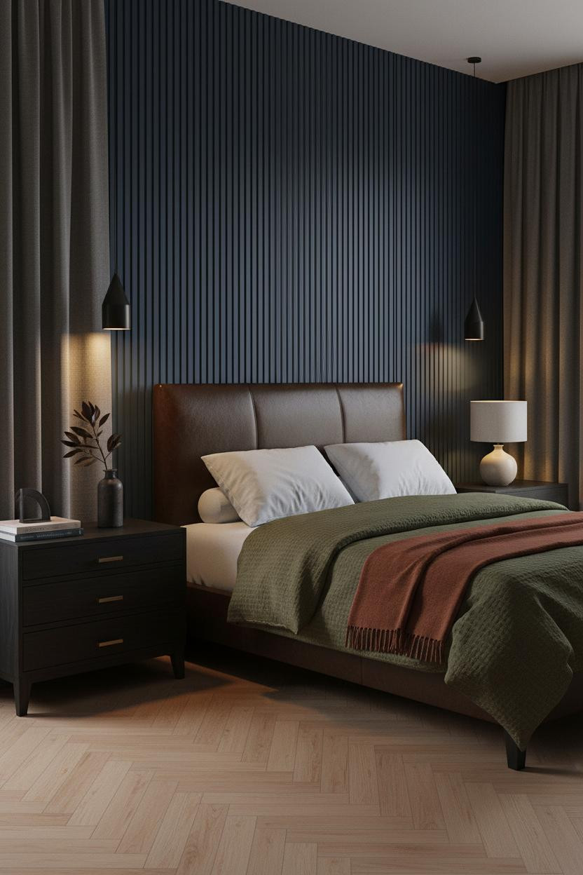 Moody Blue Bedroom Prussian Navy Japandi