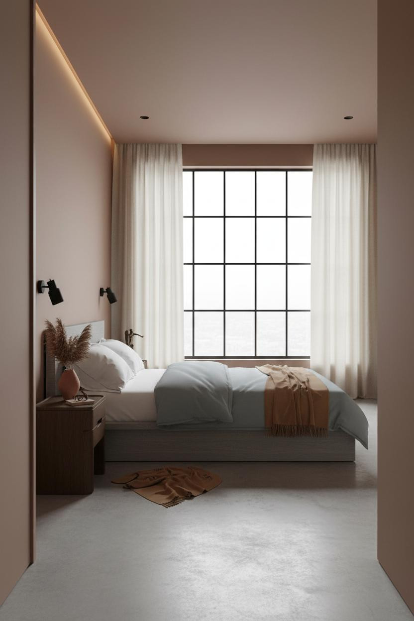 Modern Masculine Bedroom With Crittall Window Design