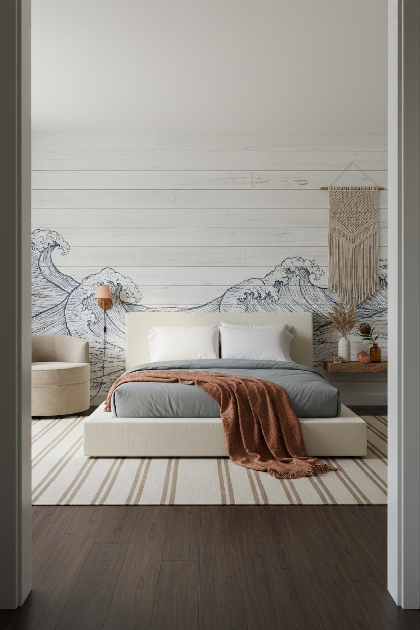 Beachy Teen Bedroom Coastal Gallery Wall