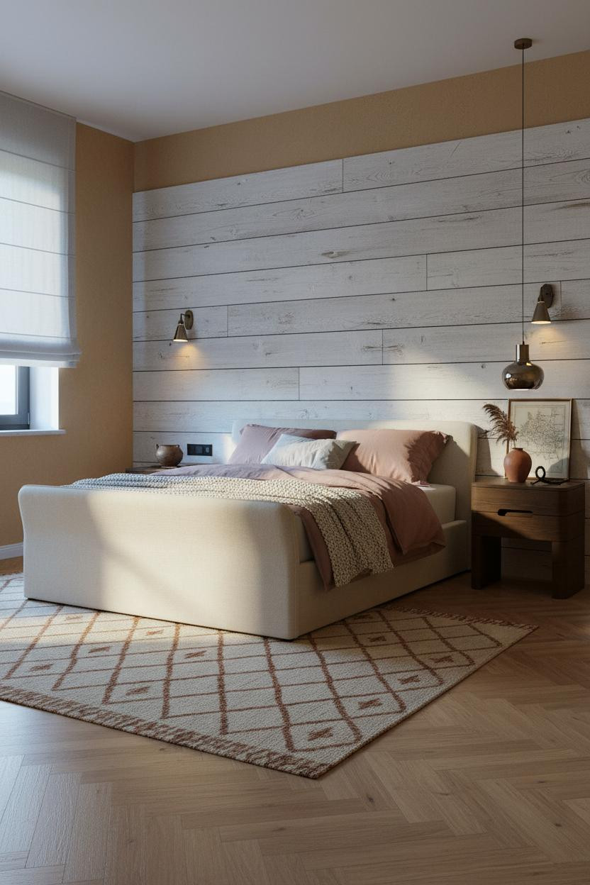 Cozy Western Bedroom Rustic Wood Headboard