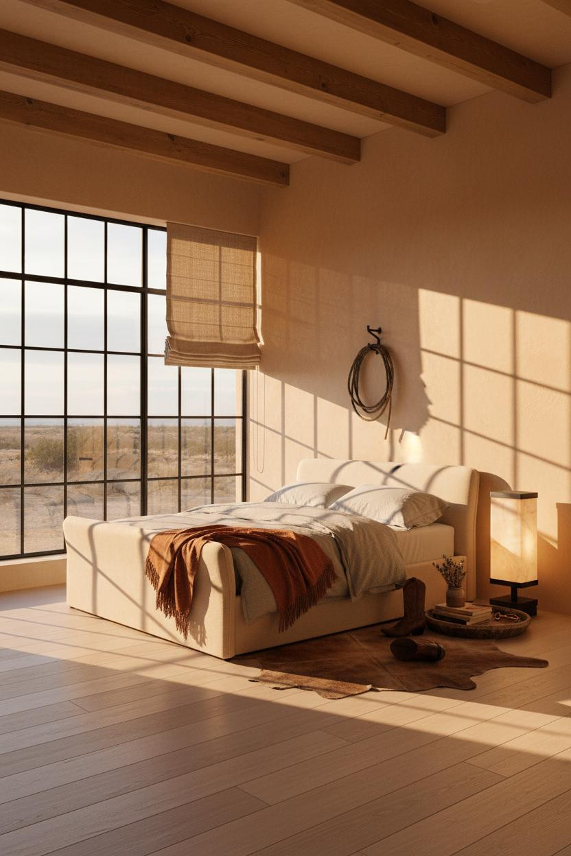 Cozy Western Bedroom Iron Window