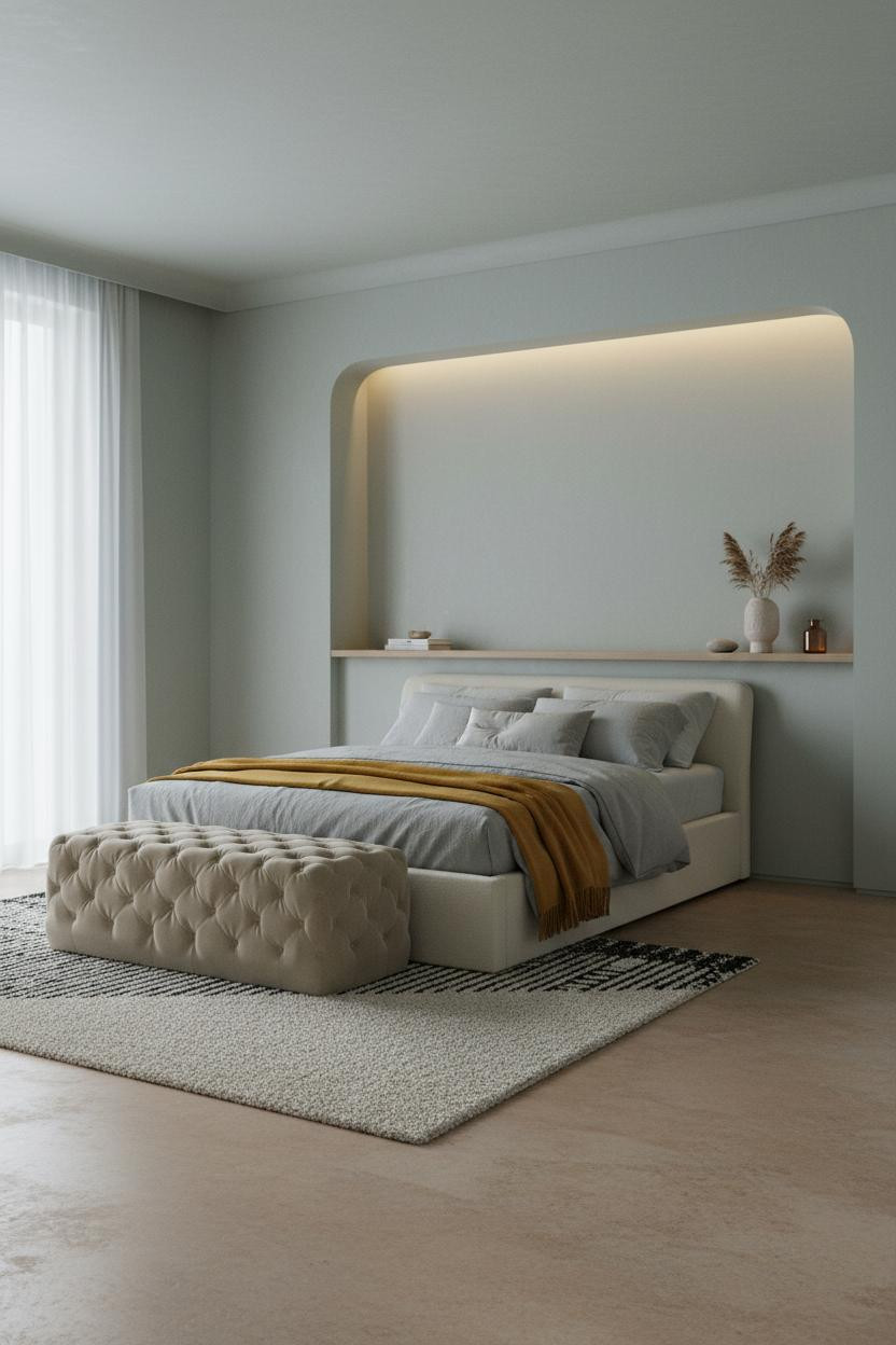 Modern Coastal Bedroom Curved Niche Master