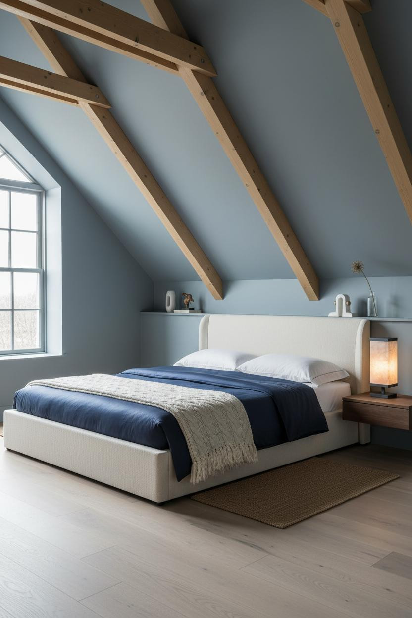 Low Attic Bedroom Sloped Ceiling Modern