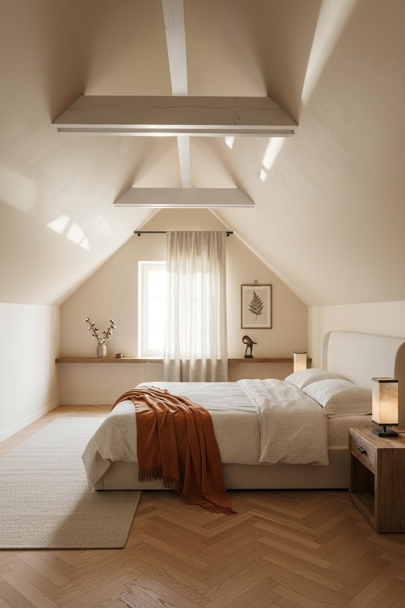 Attic Bedroom Slanted Walls Dormer Light