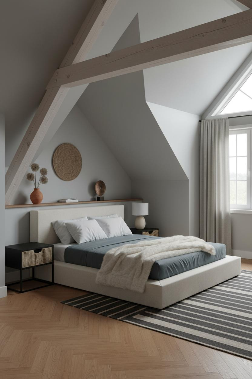 Low Attic Bedroom Slanted Ceiling Modern Master