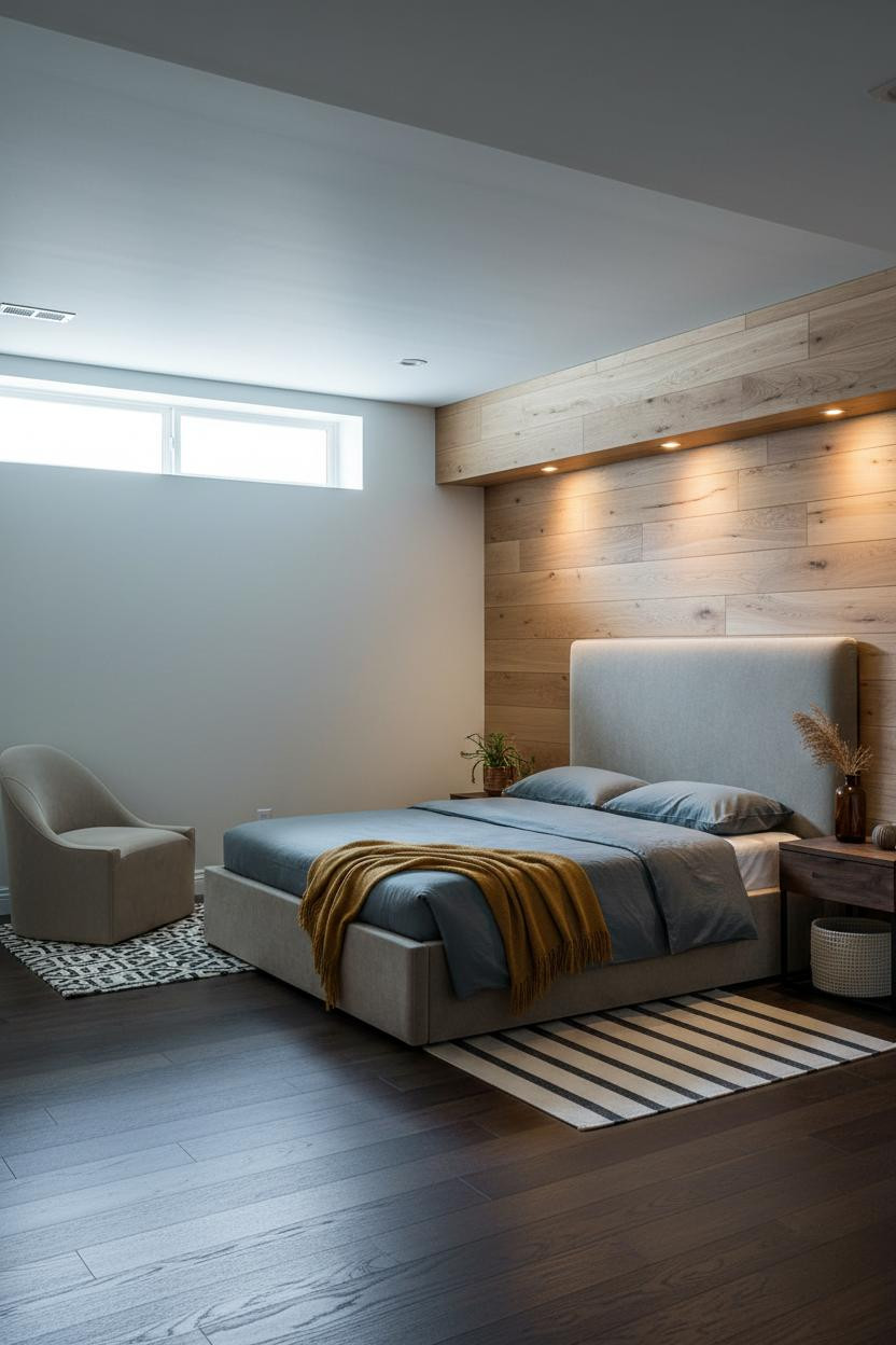 Basement Studio Apartment Oak Shiplap Layout