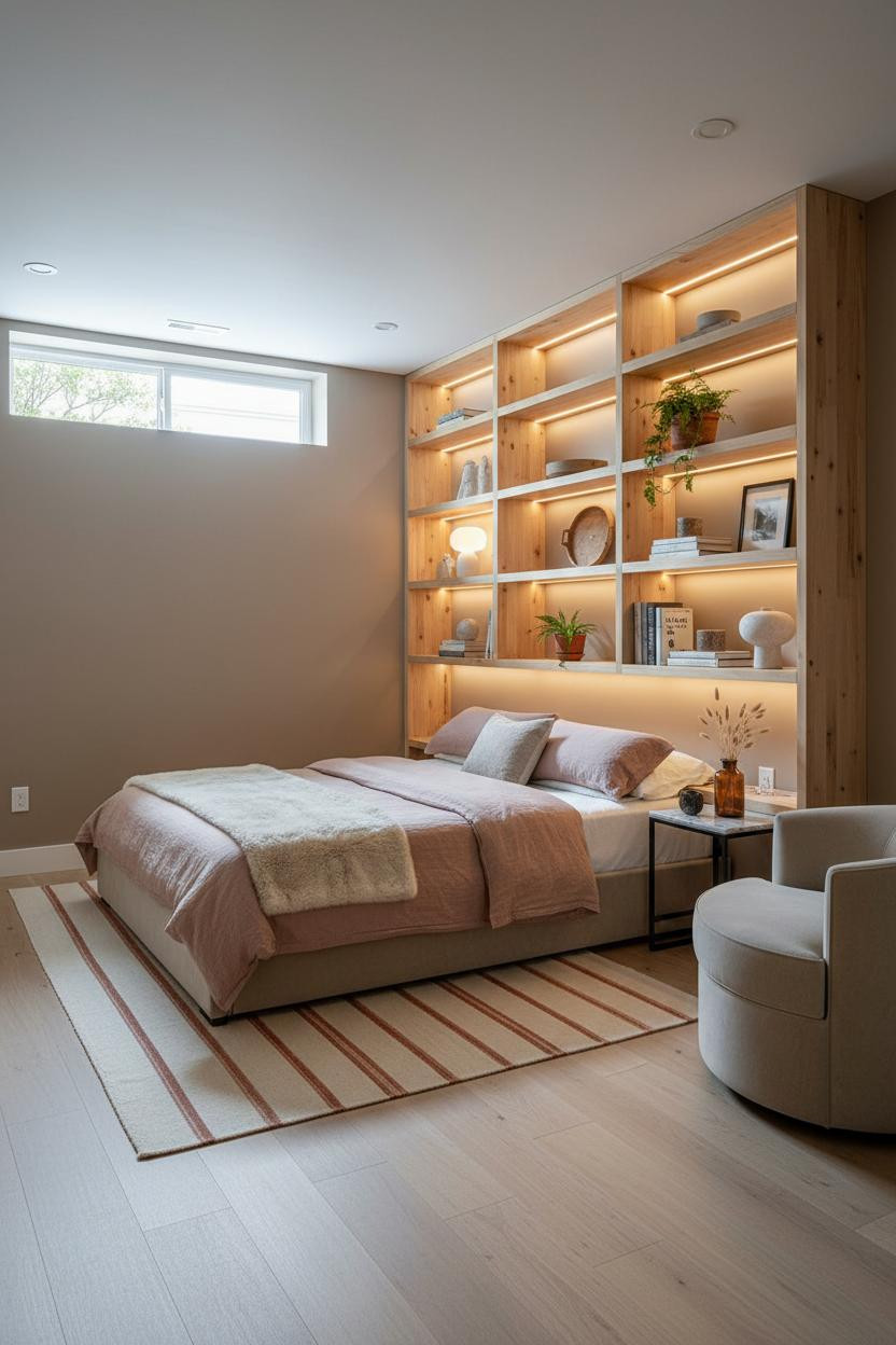 Basement Studio Apartment Shelving Loft