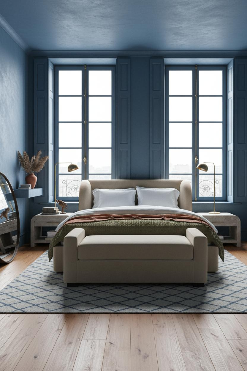French Blue Bedroom Coastal Modern Design