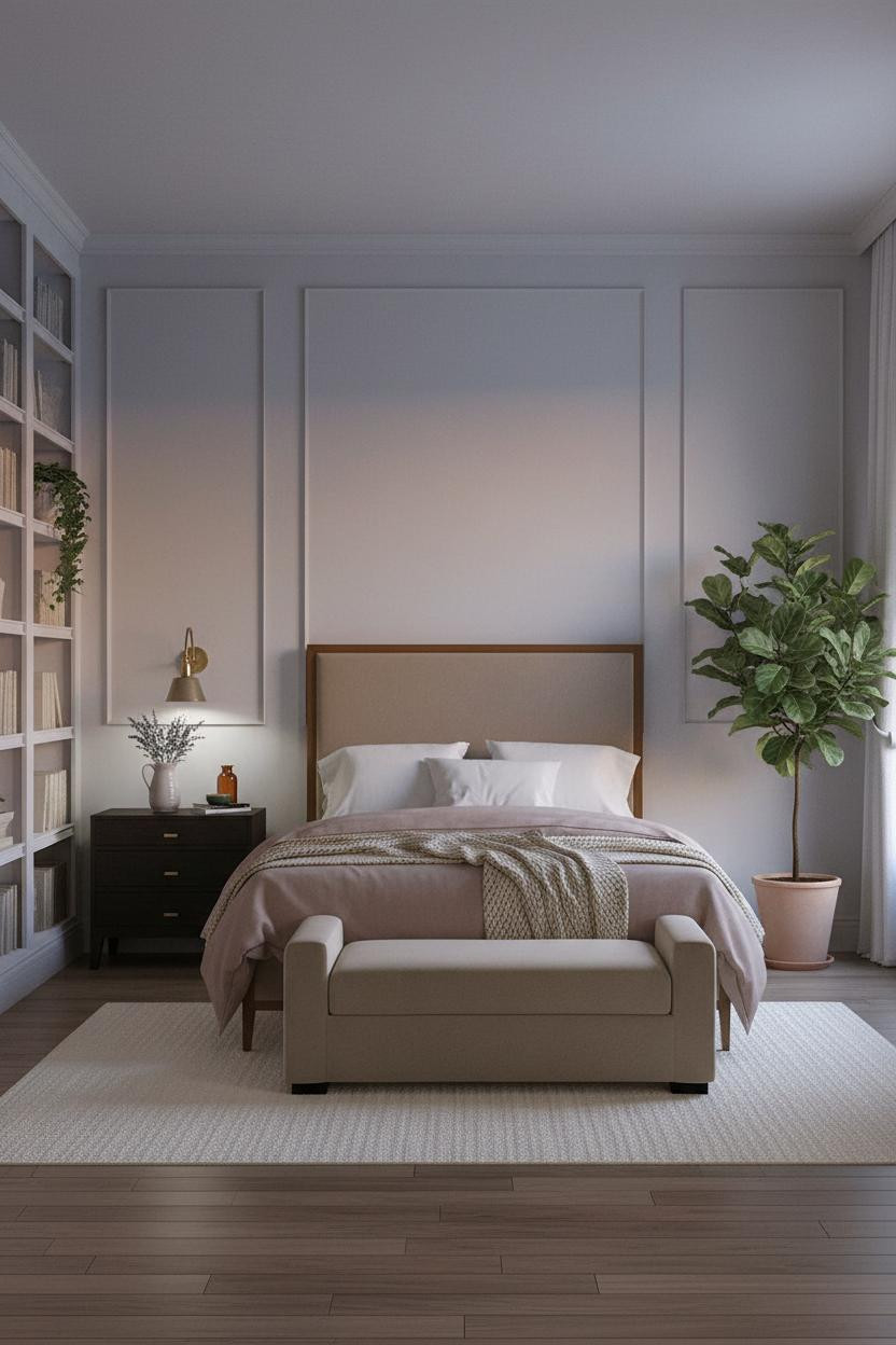 French Blue Bedroom Soft Vintage Shelving