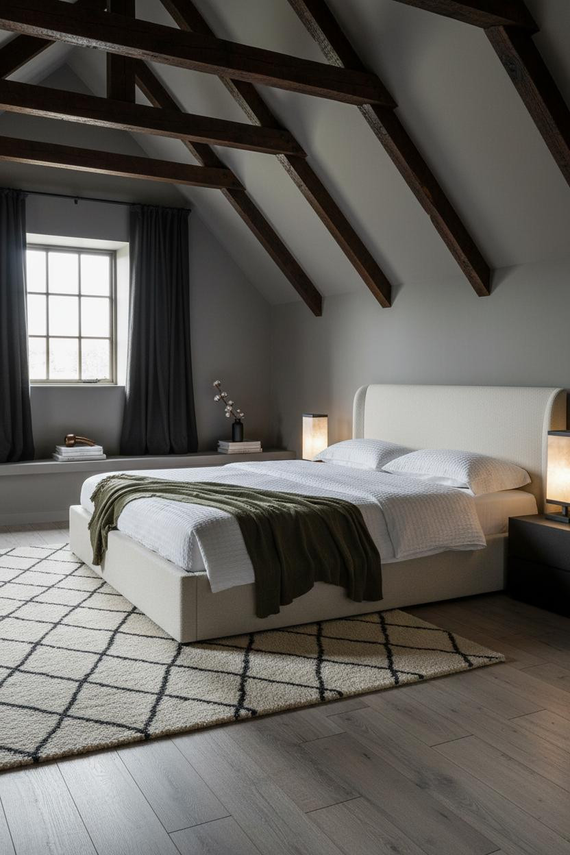 Cozy Attic Bedroom Low Ceiling Sloped Roof