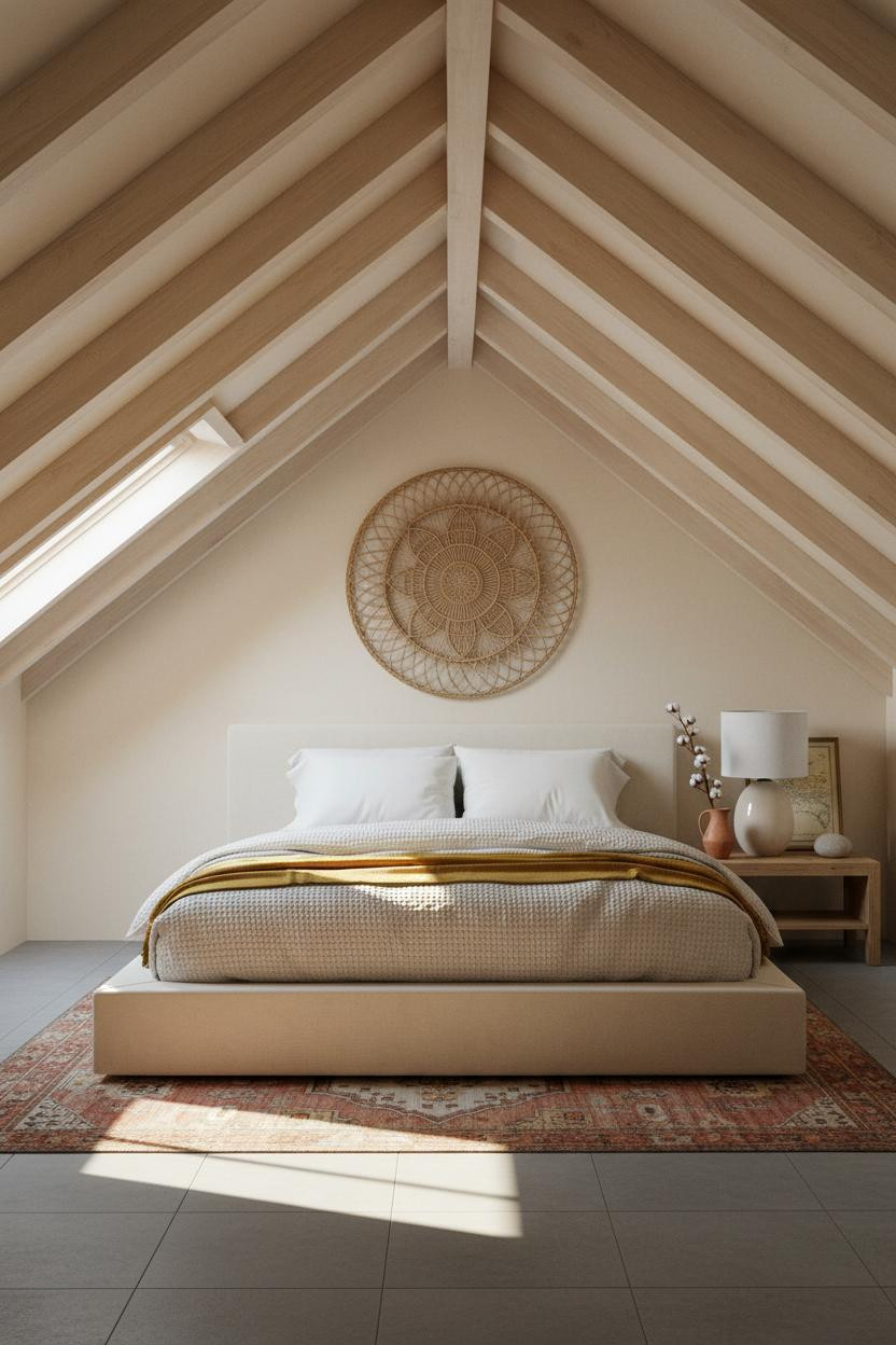 Cozy Attic Bedroom Low Ceiling Sloped Roof