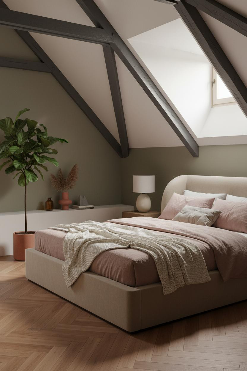 Cozy Attic Bedroom Low Ceiling Sloped Roof
