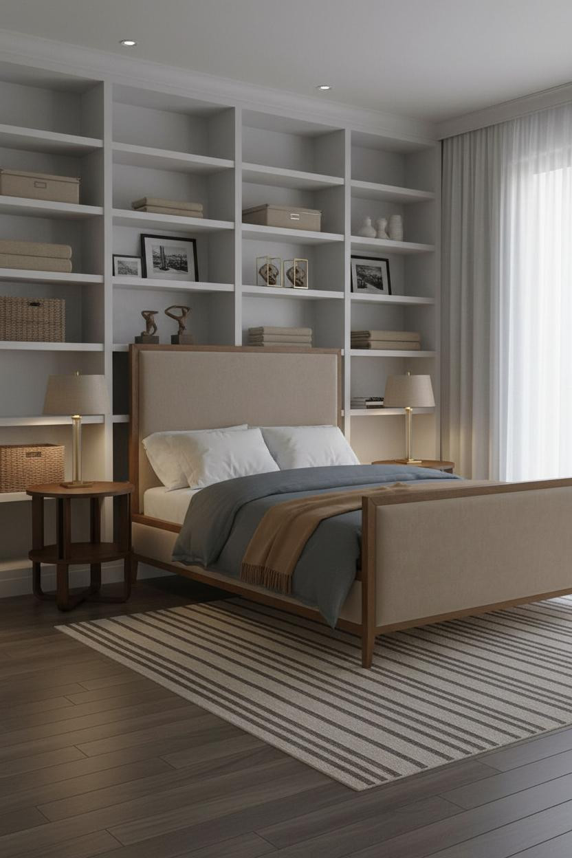 Small Bedroom Couples Built In Shelving