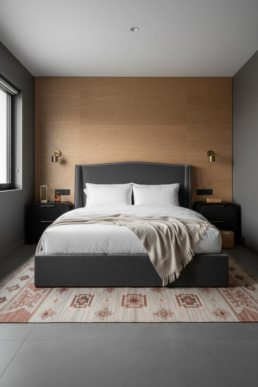 Small Bedroom Couples Floating Headboard Layout