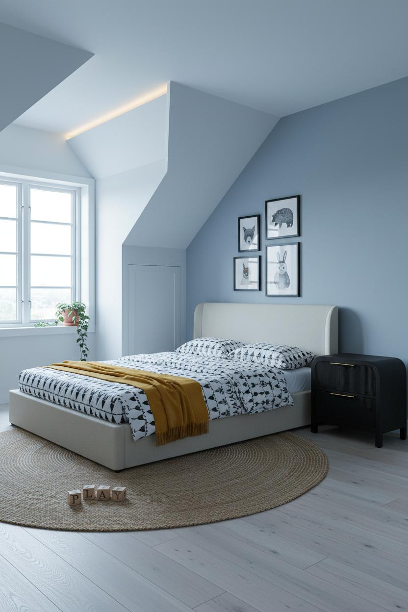 Modern Kids Bedroom Attic Bright Window
