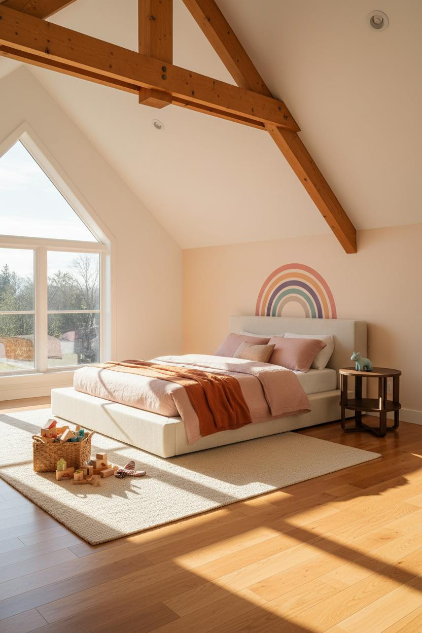 Modern Kids Bedroom Attic Gable Window
