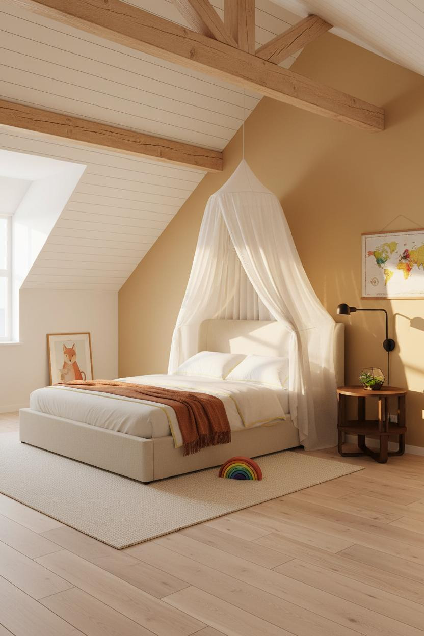 Modern Kids Bedroom Attic Bright