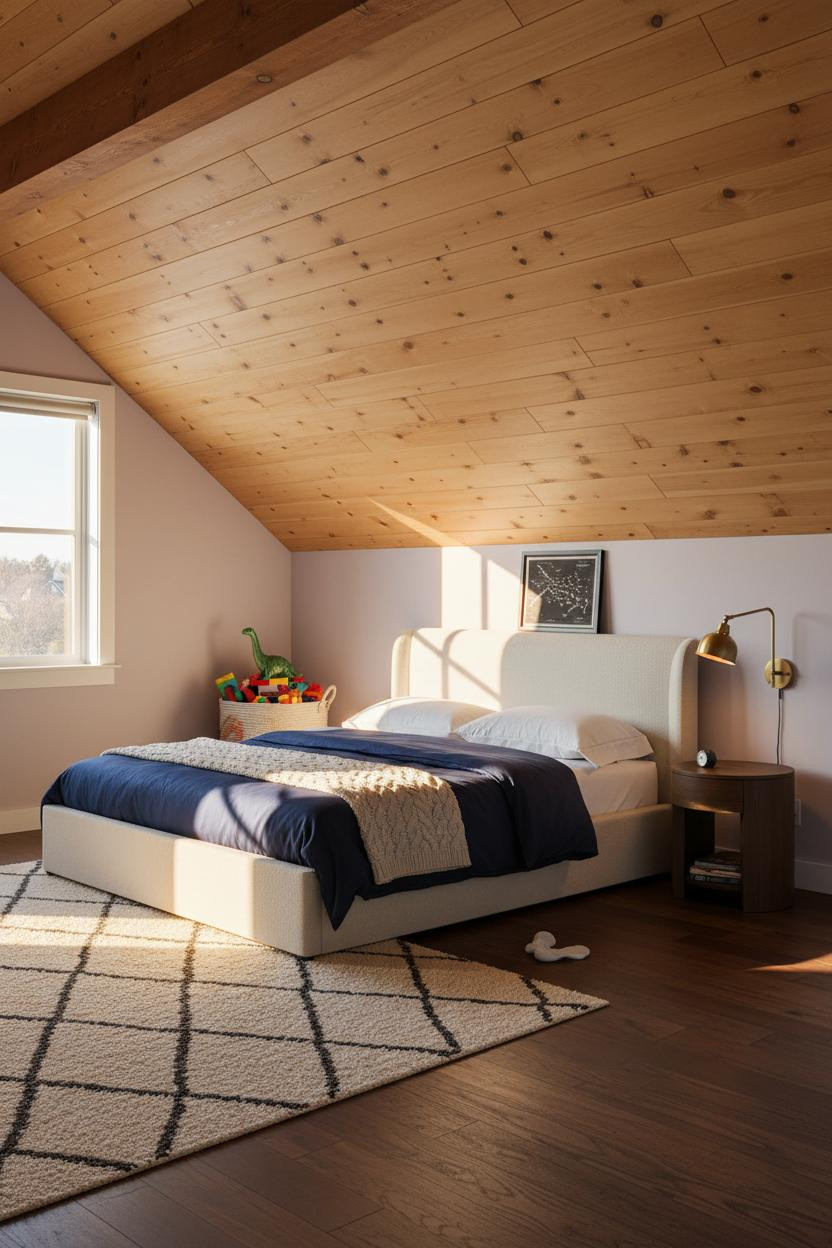 Modern Kids Bedroom Attic Natural Light