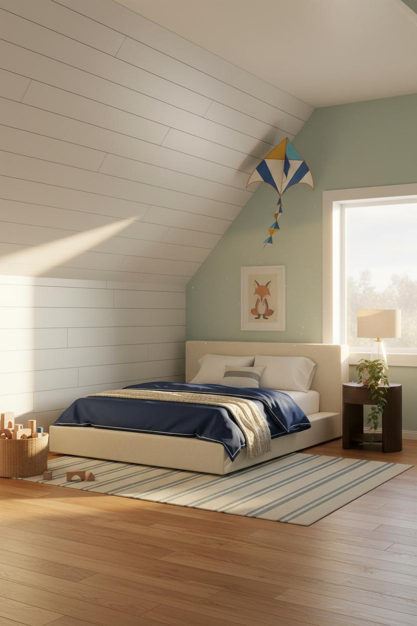 Modern Kids Bedroom Attic Natural Light