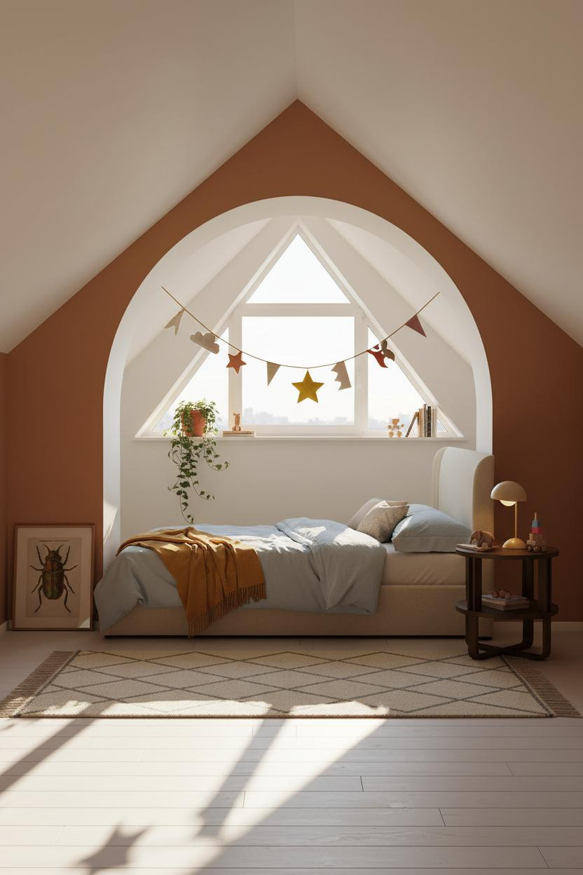 Modern Kids Bedroom Attic Alcove Arch