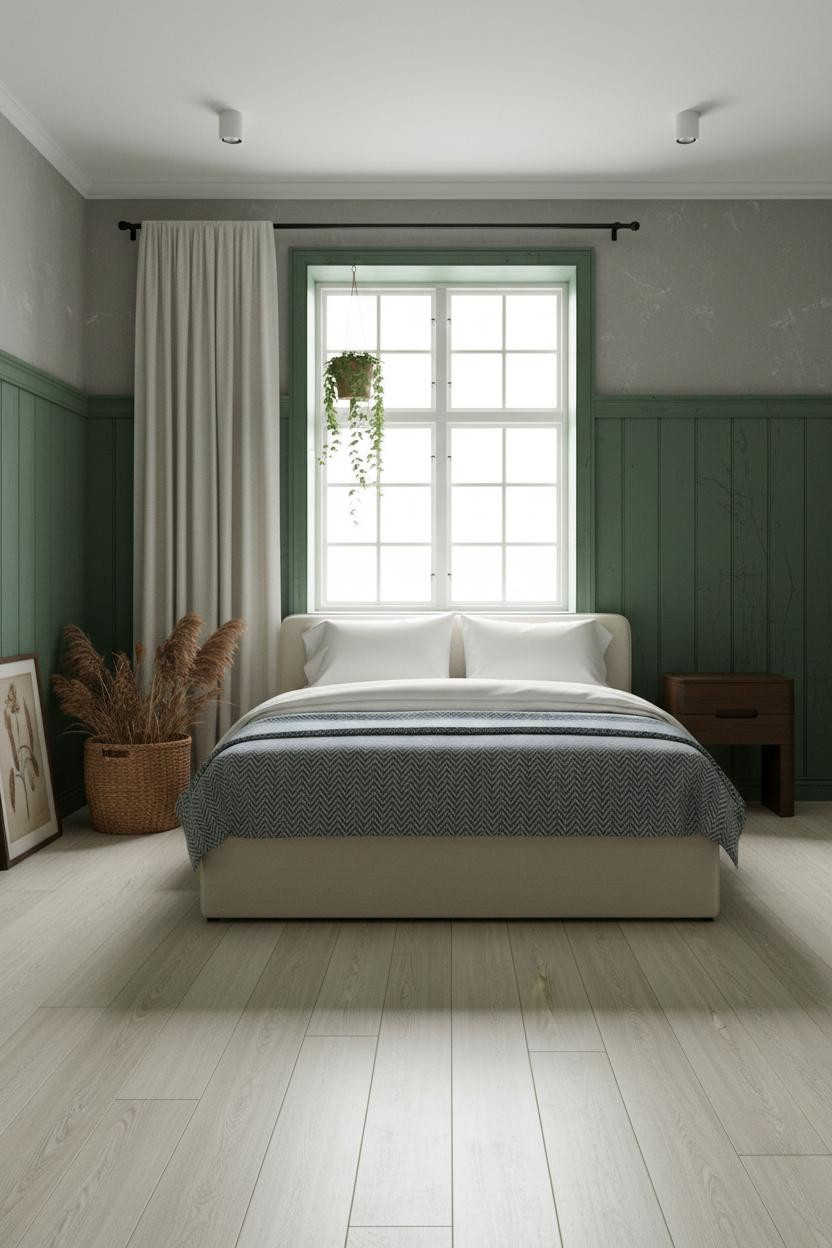 Rustic Cottage Bedroom Swedish Manor Green Paneling