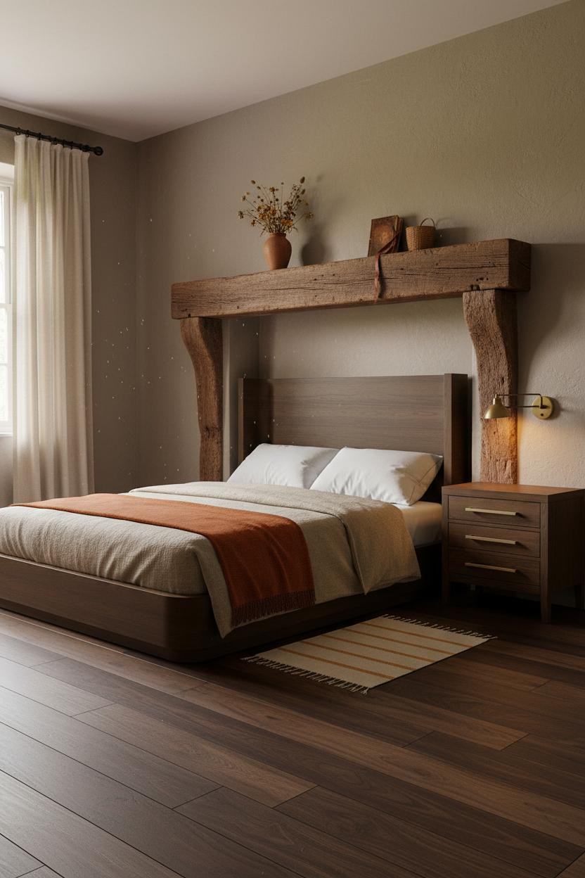 Rustic Cottage Bedroom Walnut Mantelpiece