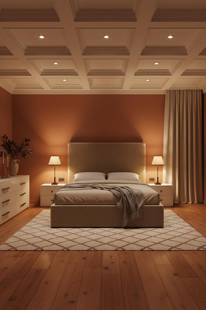 Neo Classical Bedroom Coffered Ceiling Luxury