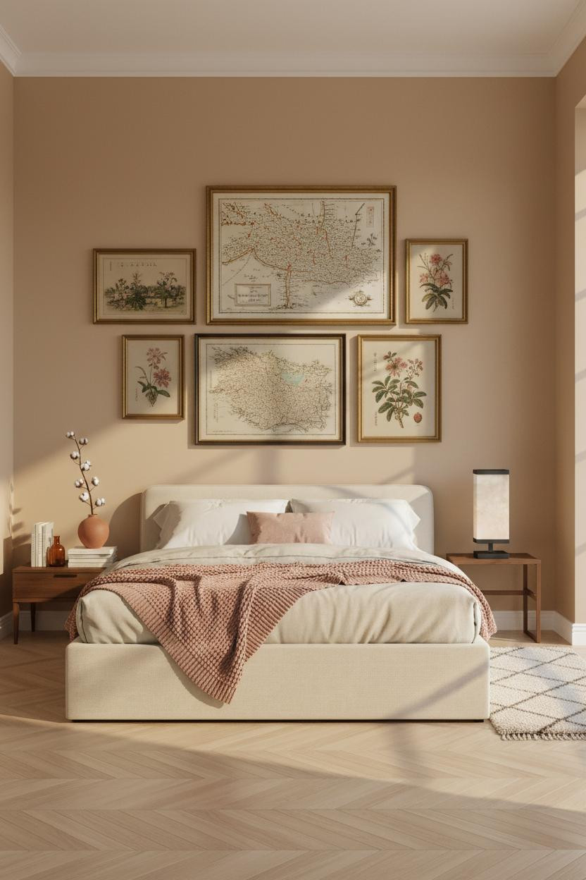 Modern Vintage Bedroom Gallery Wall Art