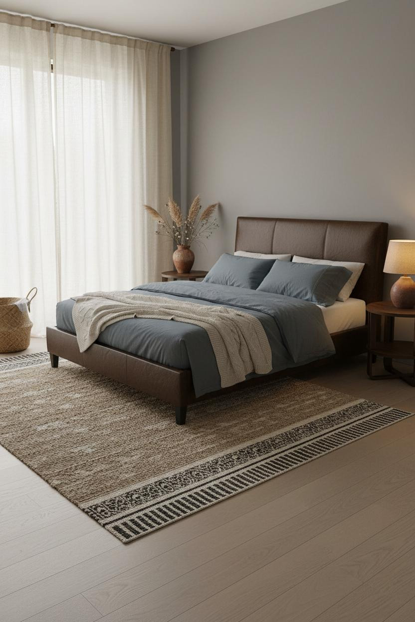 Dark Grey Bed Frame Japandi Bedroom Ideas