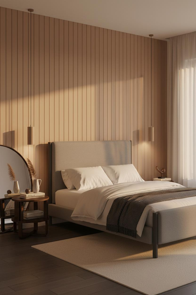Dark Grey Bed Frame Warm Clay Bedroom