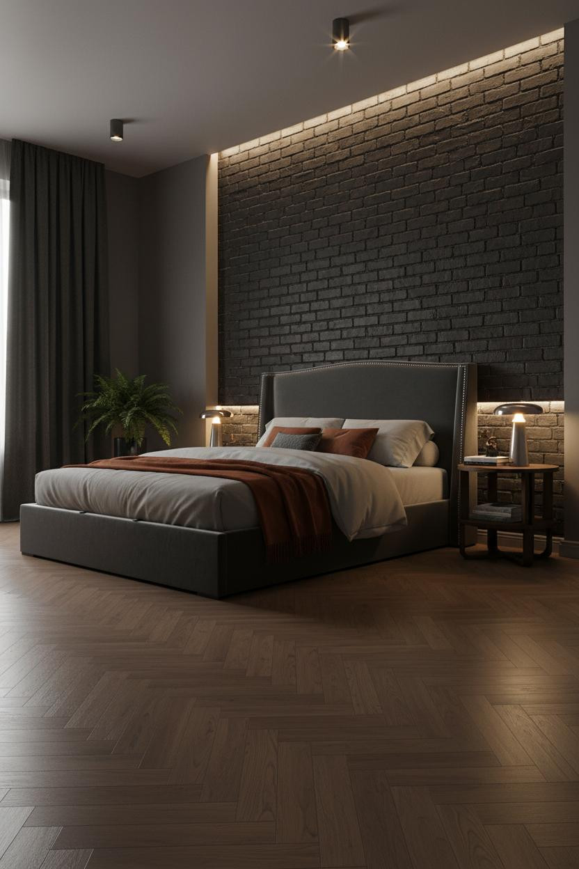 Dark Grey Bed Frame Moody Bedroom