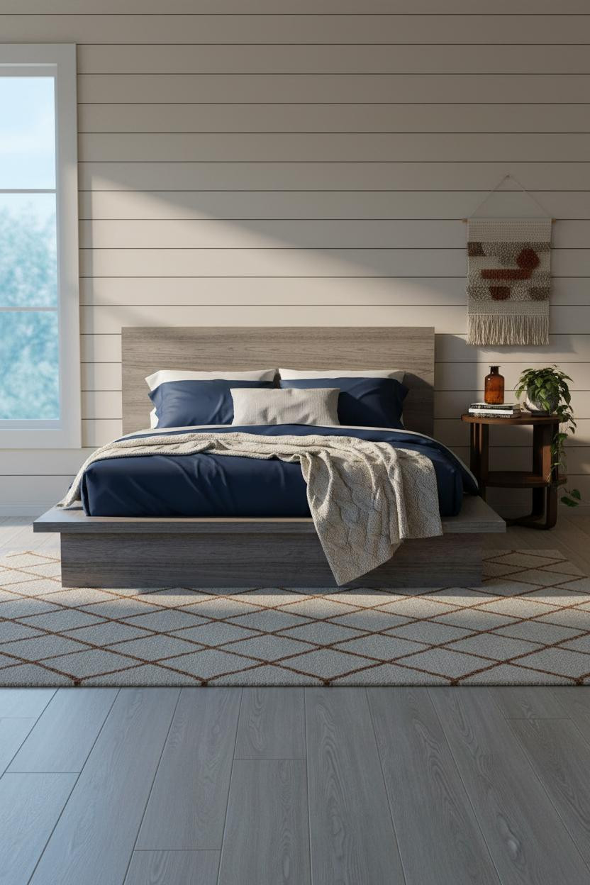 Dark Grey Bed Frame Farmhouse Bedroom