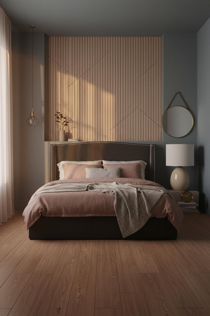 Small Moody Bedroom Dark Earthy Walls Board and Batten