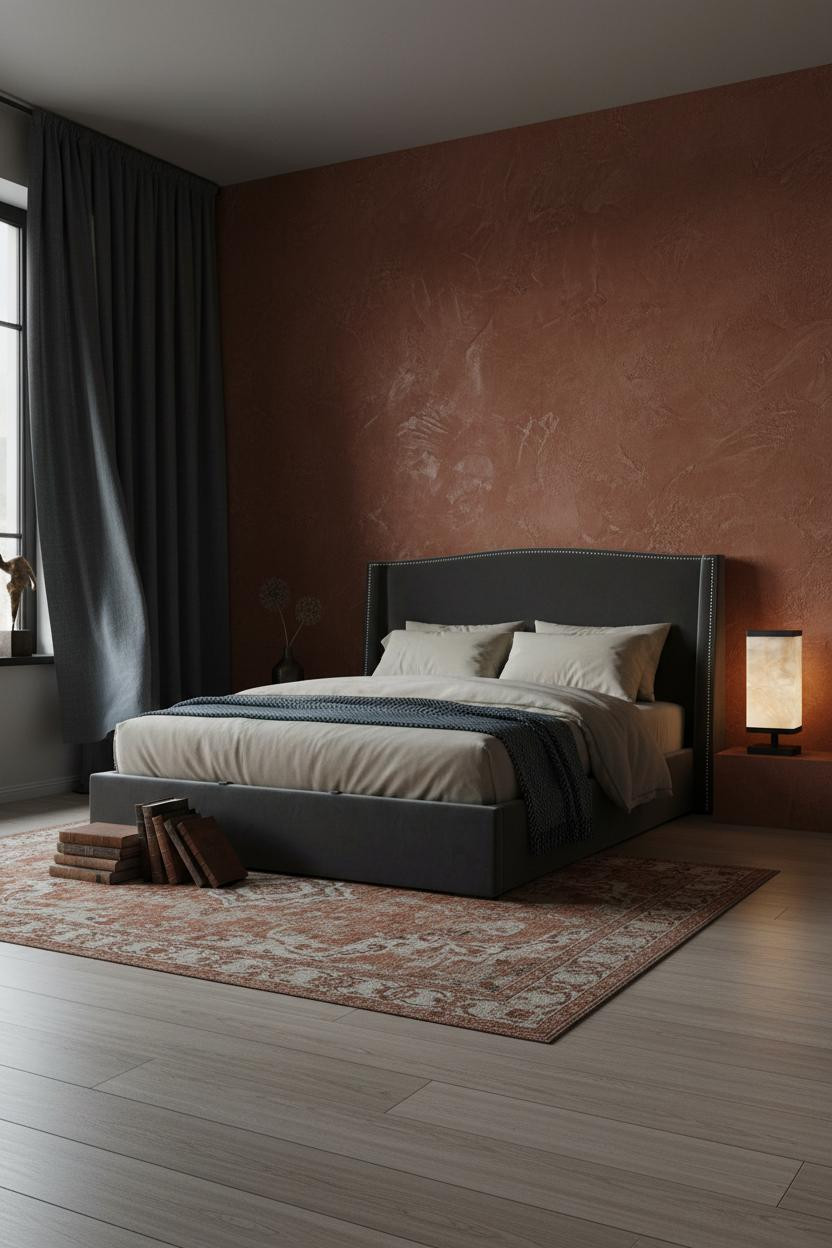 Small Moody Bedroom Dark Earthy Terracotta Vintage