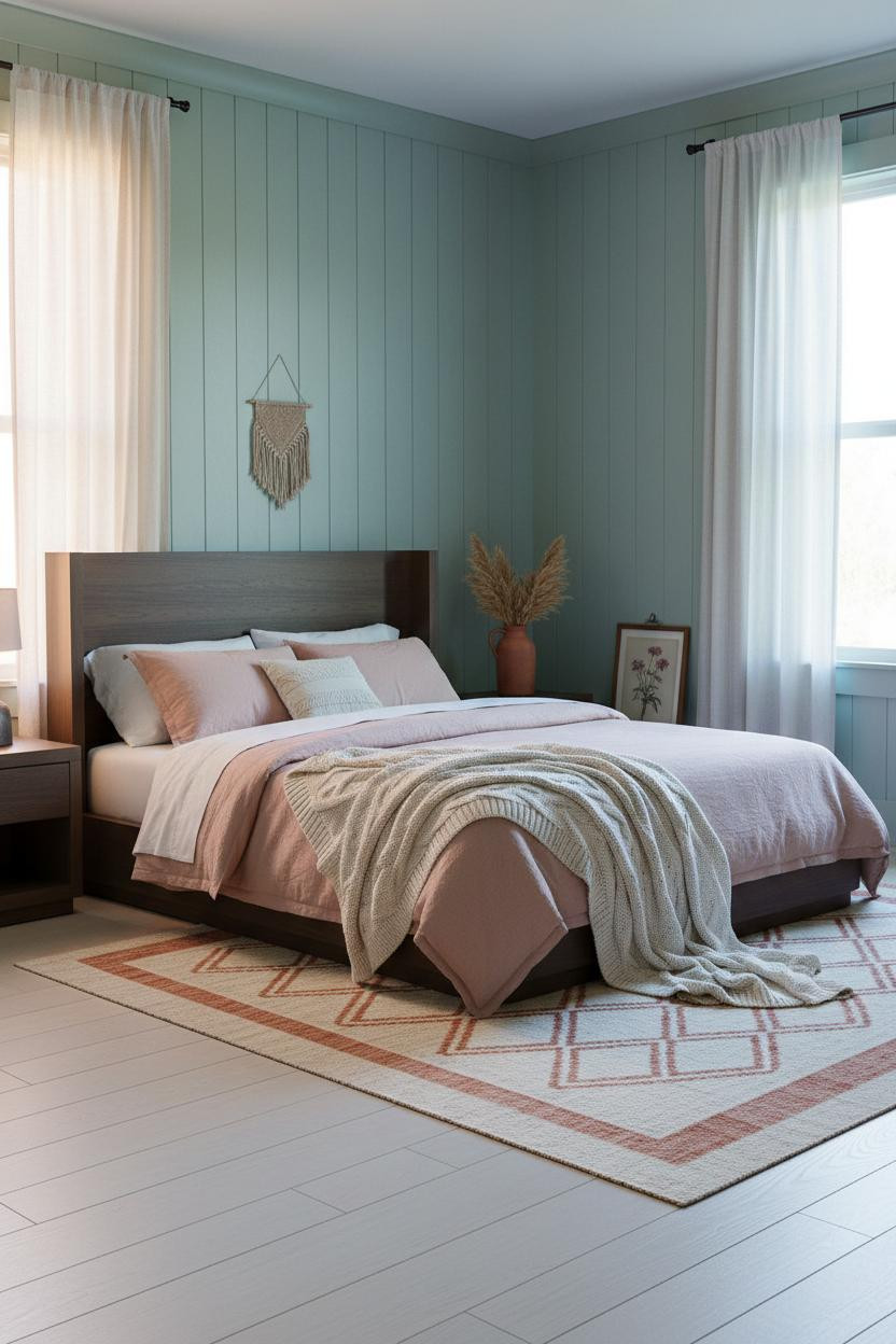 Country Teen Bedroom Cowgirl Sage Wainscoting